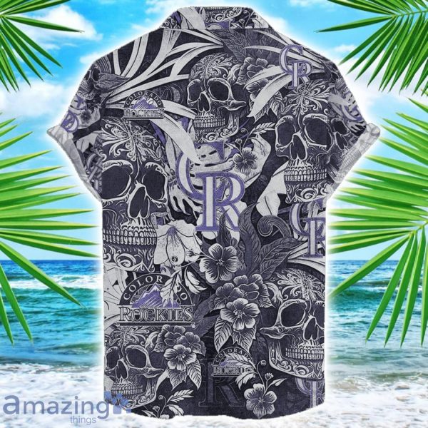 Colorado Rockies Flower and Skull Hawaiian Shirt MLB Team Halloween Shirt Product Photo 2