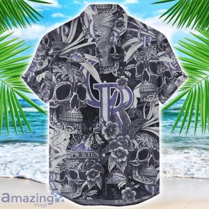 Colorado Rockies Flower and Skull Hawaiian Shirt MLB Team Halloween Shirt Product Photo 1