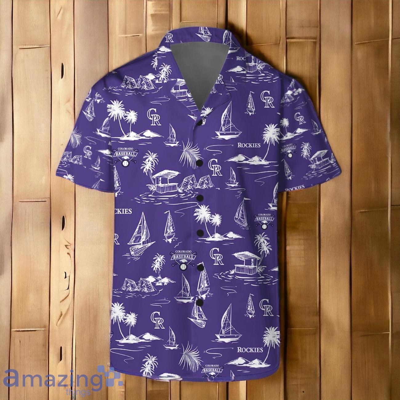 Colorado Rockies Team Logo Beach Vibes Pattern Hawaiian Shirt And Short image Colorado Rockies Team Logo Beach Vibes Pattern Hawaiian Shirt And Short Product Photo 2