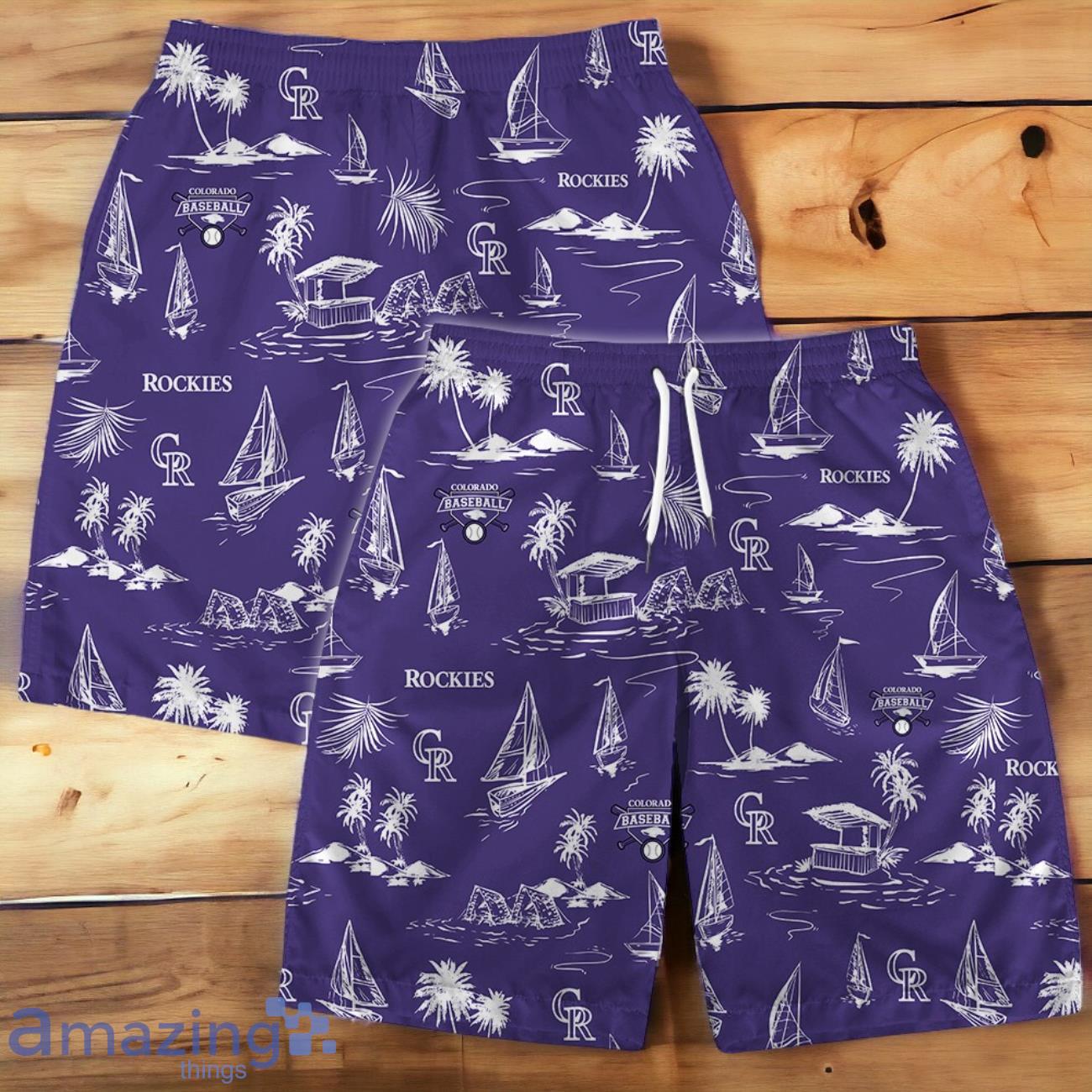 Colorado Rockies Team Logo Beach Vibes Pattern Hawaiian Shirt And Short image Colorado Rockies Team Logo Beach Vibes Pattern Hawaiian Shirt And Short Product Photo 4