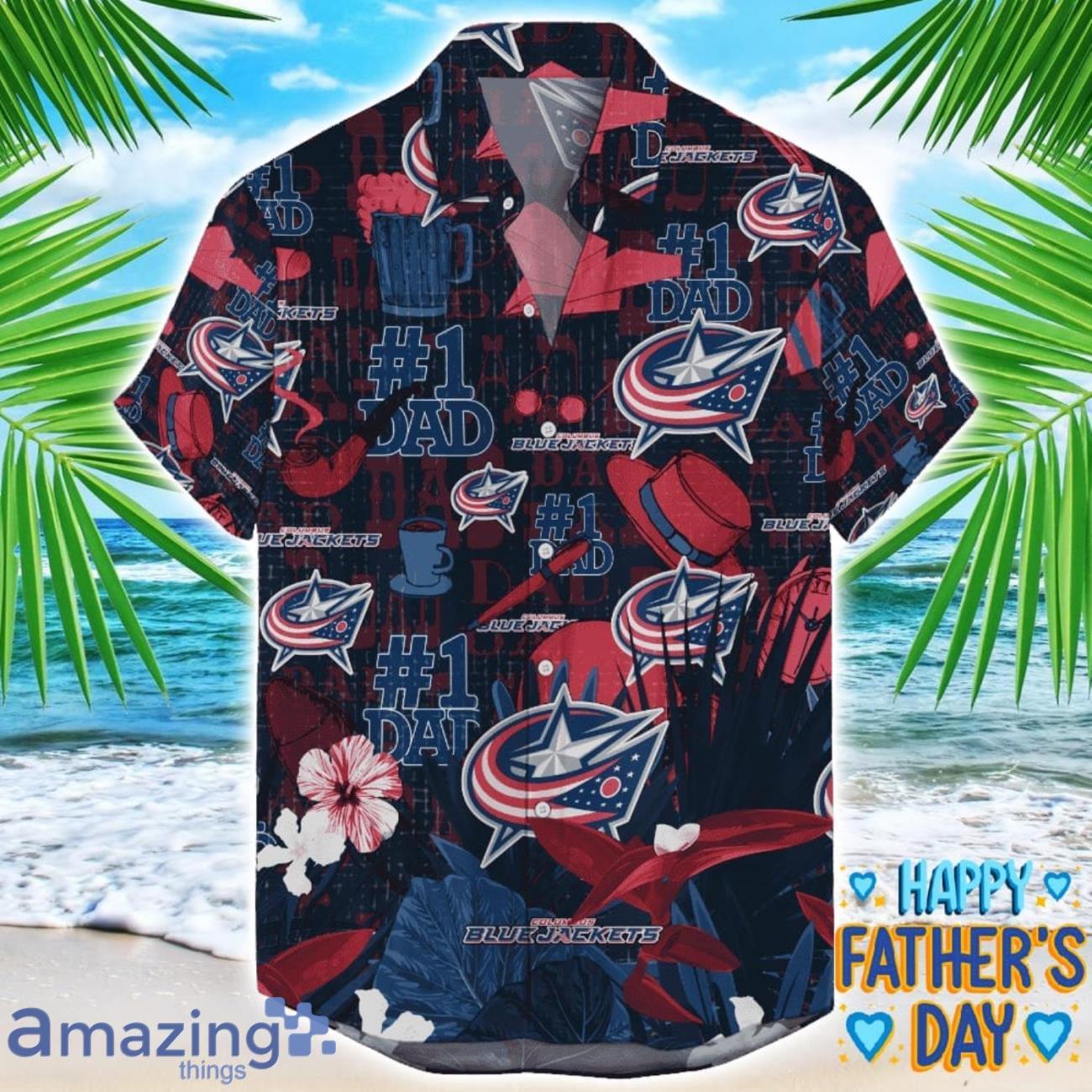 Columbus Blue Jackets Coffee Hat and Logo Pattern Hawaiian Shirt Father’s Day Gift NHL Team image Columbus Blue Jackets Coffee Hat and Logo Pattern Hawaiian Shirt Father’s Day Gift NHL Team Product Photo 1