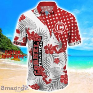 Cornell Big Red Star Tropical Flower 3D Printed Hawaiian Shirt Personalized Name image Cornell Big Red Star Tropical Flower 3D Printed Hawaiian Shirt Personalized Name Product Photo 2