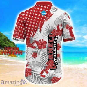 Cornell Big Red Star Tropical Flower 3D Printed Hawaiian Shirt Personalized Name image Cornell Big Red Star Tropical Flower 3D Printed Hawaiian Shirt Personalized Name Product Photo 3