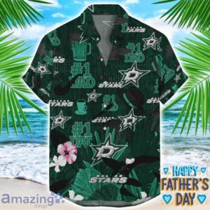 Dallas Stars Coffee Hat and Logo Pattern Hawaiian Shirt Father’s Day Gift NHL Team Product Photo 1