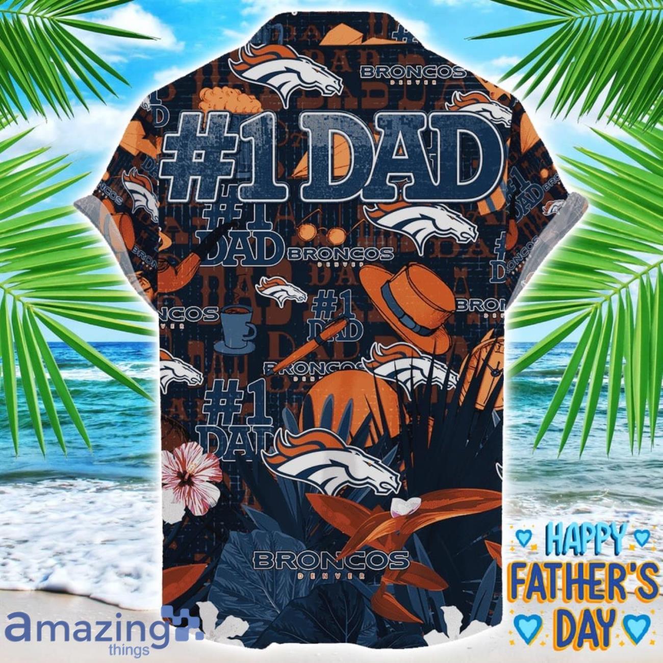 Denver Broncos Coffee Hat and Logo Pattern Hawaiian Shirt Father’s Day Gift NFL Team image Denver Broncos Coffee Hat and Logo Pattern Hawaiian Shirt Father’s Day Gift NFL Team Product Photo 2