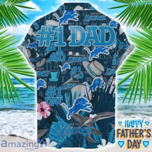 Detroit Lions Coffee Hat and Logo Pattern Hawaiian Shirt Father’s Day Gift NFL Team Product Photo 2