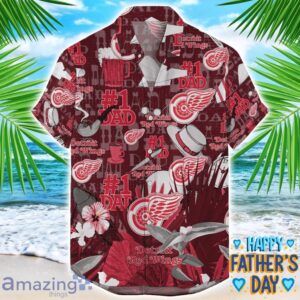 Detroit Red Wings Coffee Hat and Logo Pattern Hawaiian Shirt Father’s Day Gift NHL Team Product Photo 1