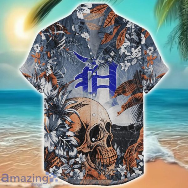 Detroit Tigers Tropical Skull Halloween 3D Hawaiian Shirt For Men Women MLB Fans Product Photo 1