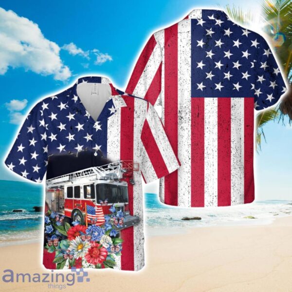 Fire Truck 4th Of July Hawaiian Shirt Product Photo 1