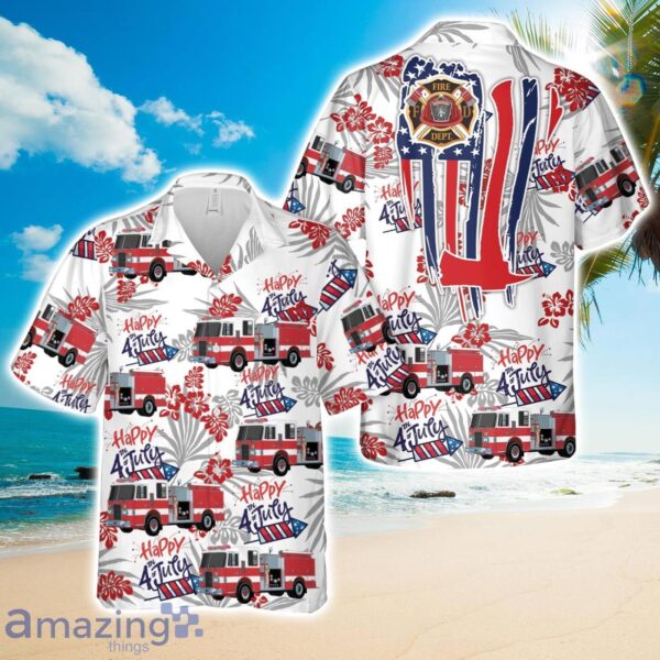 Firefighter Fire Truck, 4th Of July Hawaiian Shirt Product Photo 1