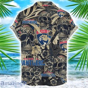 Florida Panthers Flower and Skull Hawaiian Shirt NHL Team Halloween Shirt Product Photo 2