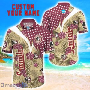 Florida State Seminoles Star Tropical Flower 3D Printed Hawaiian Shirt Personalized Name Product Photo 1