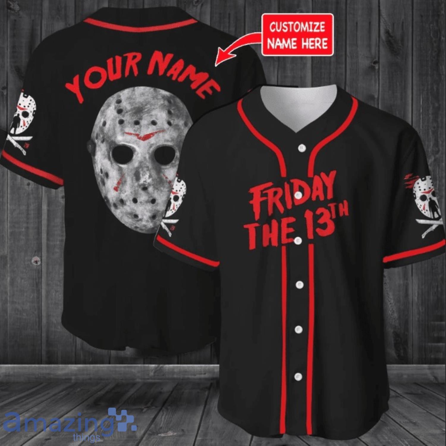 Friday The 13th Roy Movies Halloween Gift Baseball Jersey Shirt Custom Name image Friday The 13th Roy Movies Halloween Gift Baseball Jersey Shirt Custom Name Product Photo 1