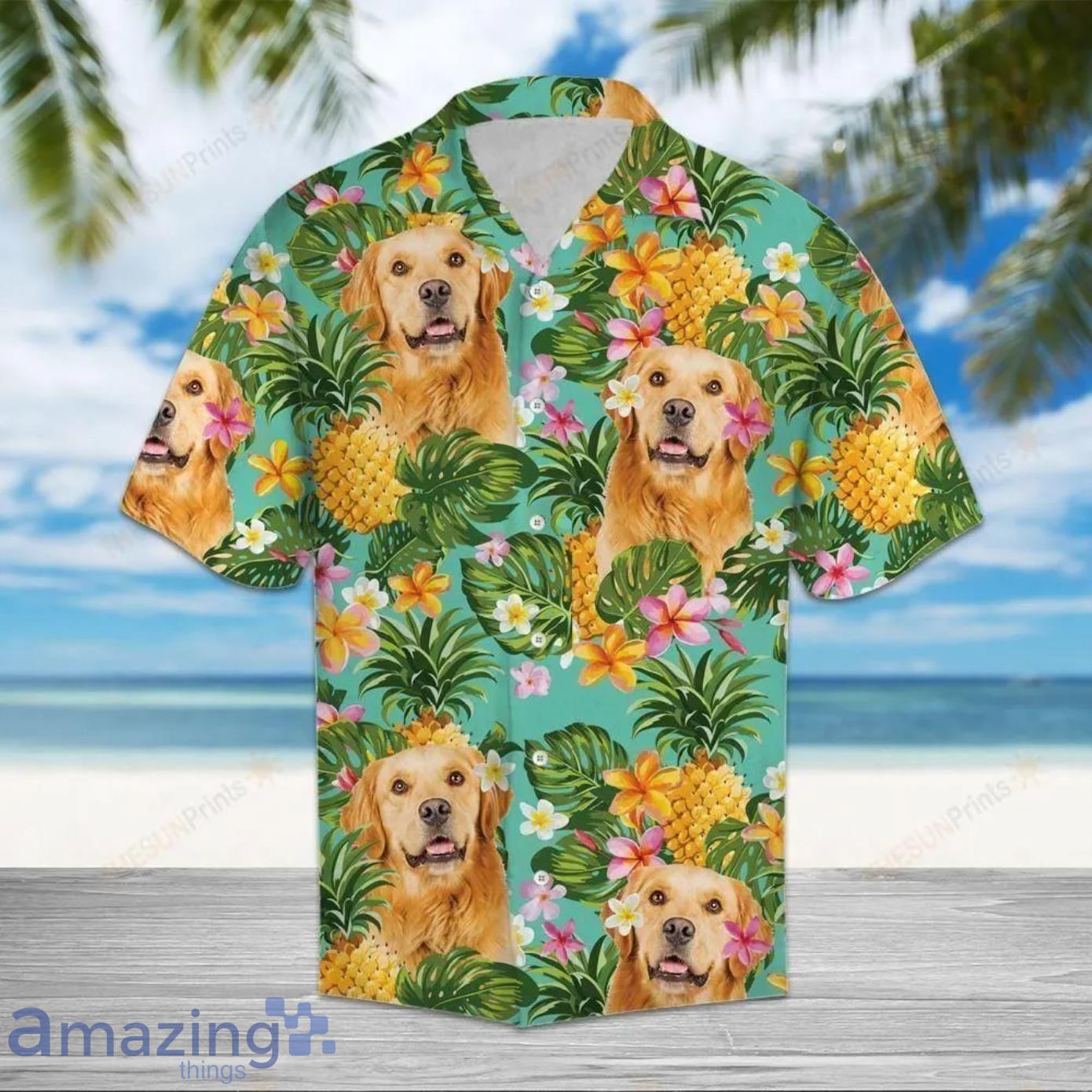 Golden Retriever Dog Tropical Pattern Hawaiian Shirt image Golden Retriever Dog Tropical Pattern Hawaiian Shirt Product Photo 1