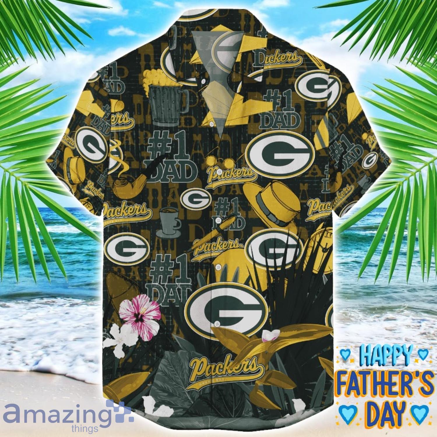 Green Bay Packers Coffee Hat and Logo Pattern Hawaiian Shirt Father’s Day Gift NFL Team image Green Bay Packers Coffee Hat and Logo Pattern Hawaiian Shirt Father’s Day Gift NFL Team Product Photo 1