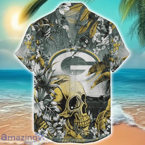 Green Bay Packers Tropical Skull Halloween 3D Hawaiian Shirt For Men Women NFL Fans Product Photo 1