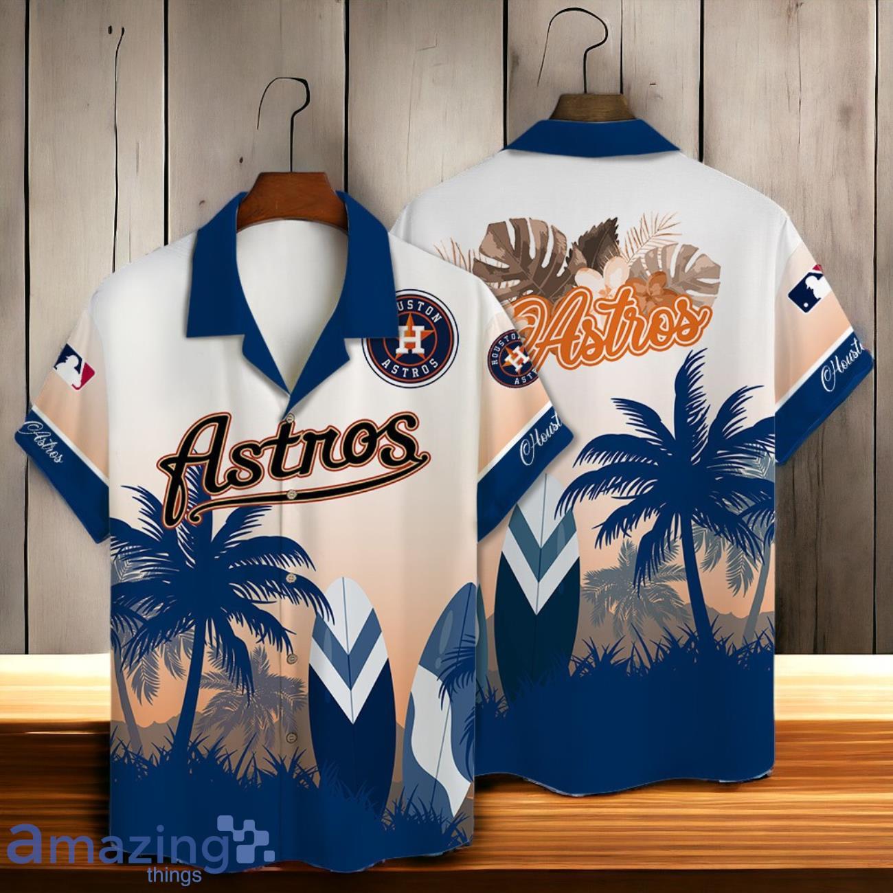 Houston Astros MLB Summer Tropical Coconut Hawaiian Shirt And Short image Houston Astros MLB Summer Tropical Coconut Hawaiian Shirt And Short Product Photo 2