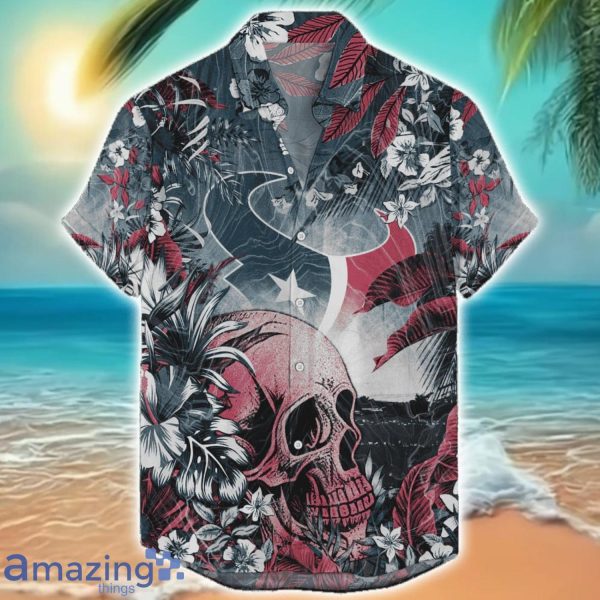 Houston Texans Tropical Skull Halloween 3D Hawaiian Shirt For Men Women NFL Fans Product Photo 1