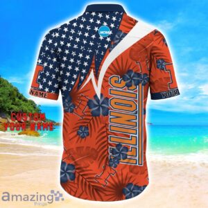 Illinois Fighting Illini Star Tropical Flower 3D Printed Hawaiian Shirt Personalized Name image Illinois Fighting Illini Star Tropical Flower 3D Printed Hawaiian Shirt Personalized Name Product Photo 3