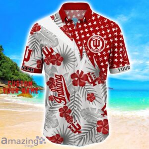 Indiana Hoosiers Star Tropical Flower 3D Printed Hawaiian Shirt Personalized Name Product Photo 2