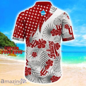 Indiana Hoosiers Star Tropical Flower 3D Printed Hawaiian Shirt Personalized Name Product Photo 3