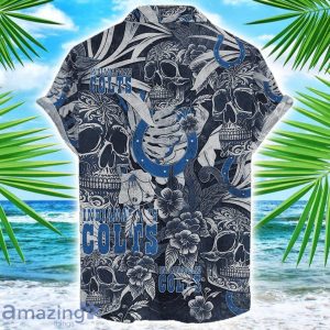 Indianapolis Colts Flower and Skull Hawaiian Shirt NFL Team Halloween Shirt Product Photo 2