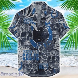 Indianapolis Colts Flower and Skull Hawaiian Shirt NFL Team Halloween Shirt Product Photo 1