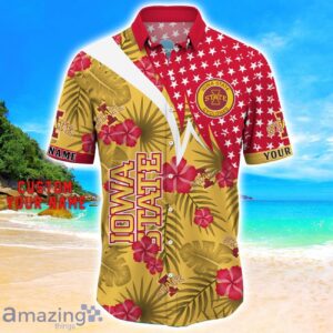 Iowa State Cyclones Star Tropical Flower 3D Printed Hawaiian Shirt Personalized Name image Iowa State Cyclones Star Tropical Flower 3D Printed Hawaiian Shirt Personalized Name Product Photo 2