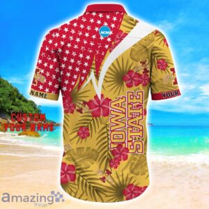 Iowa State Cyclones Star Tropical Flower 3D Printed Hawaiian Shirt Personalized Name image Iowa State Cyclones Star Tropical Flower 3D Printed Hawaiian Shirt Personalized Name Product Photo 3
