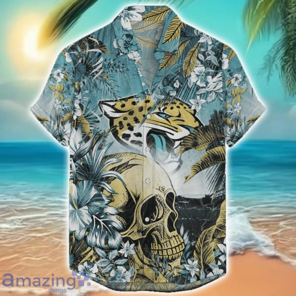 Jacksonville Jaguars Tropical Skull Halloween 3D Hawaiian Shirt For Men Women NFL Fans Product Photo 1