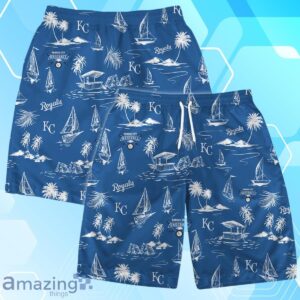 Kansas City Royals Team Logo Beach Vibes Pattern Hawaiian Shirt And Short image Kansas City Royals Team Logo Beach Vibes Pattern Hawaiian Shirt And Short Product Photo 4