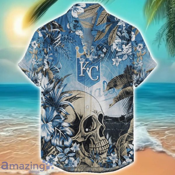 Kansas City Royals Tropical Skull Halloween 3D Hawaiian Shirt For Men Women MLB Fans Product Photo 1