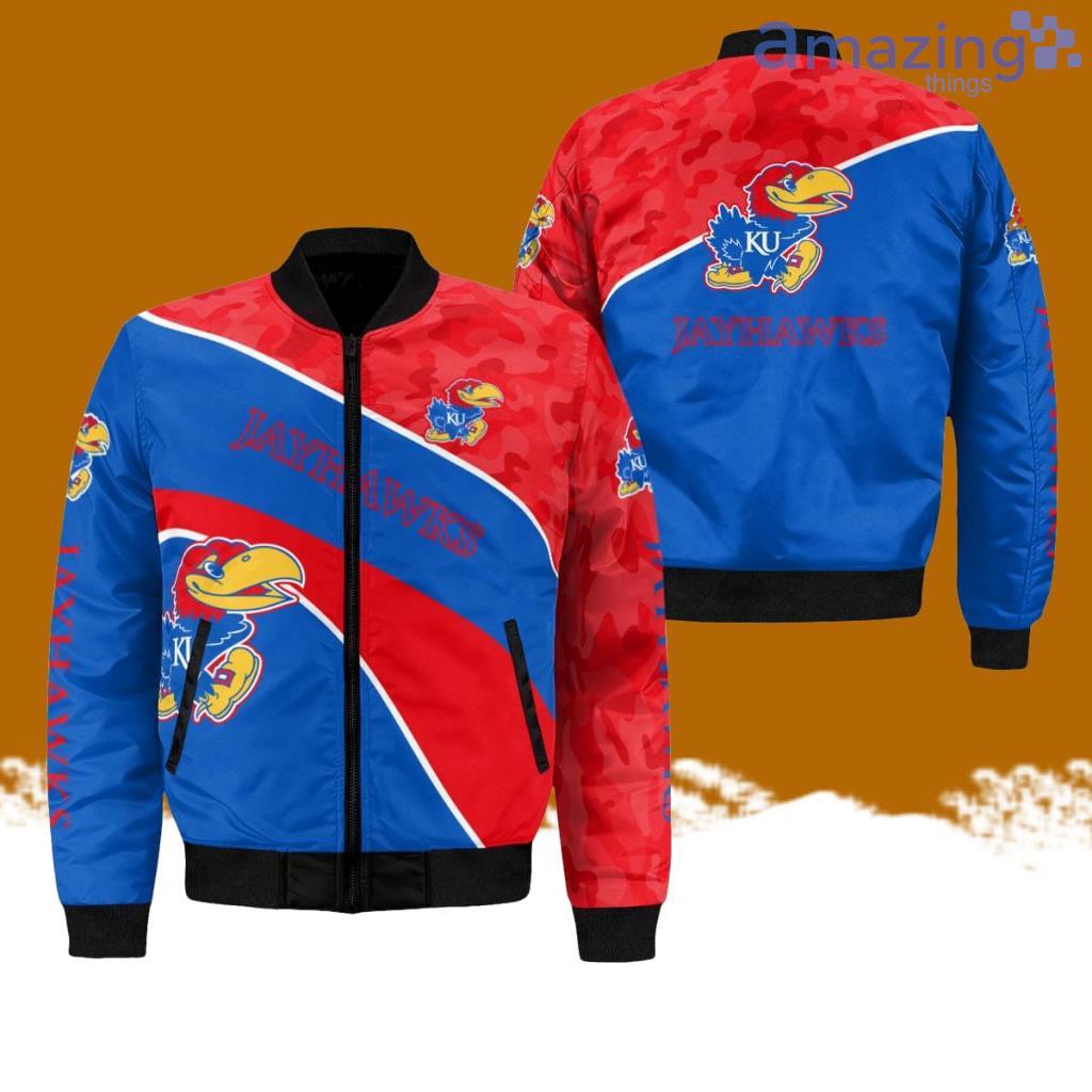 Kansas Jayhawks Legend Camo Bomber Jacket Hot Style 3D Printing image Kansas Jayhawks Legend Camo Bomber Jacket Hot Style 3D Printing Product Photo 1