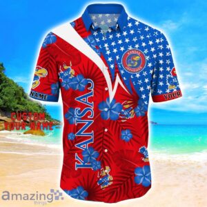 Kansas Jayhawks Star Tropical Flower 3D Printed Hawaiian Shirt Personalized Name Product Photo 2