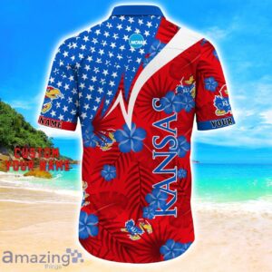 Kansas Jayhawks Star Tropical Flower 3D Printed Hawaiian Shirt Personalized Name Product Photo 3