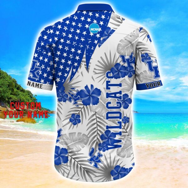 Kentucky Wildcats Star Tropical Flower 3D Printed Hawaiian Shirt Personalized Name Product Photo 3