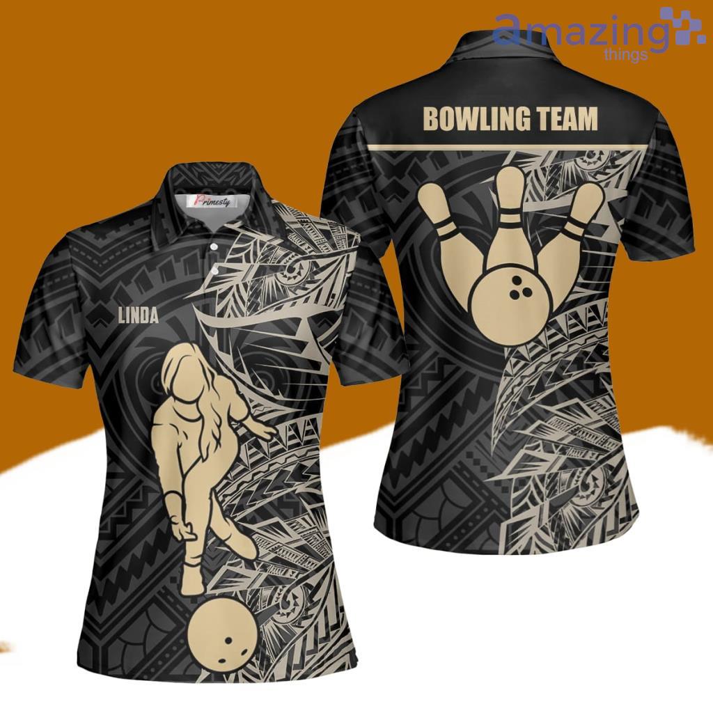 Khaki Tribal Bowling Polo Shirts For Women image Khaki Tribal Bowling Polo Shirts For Women Product Photo 1