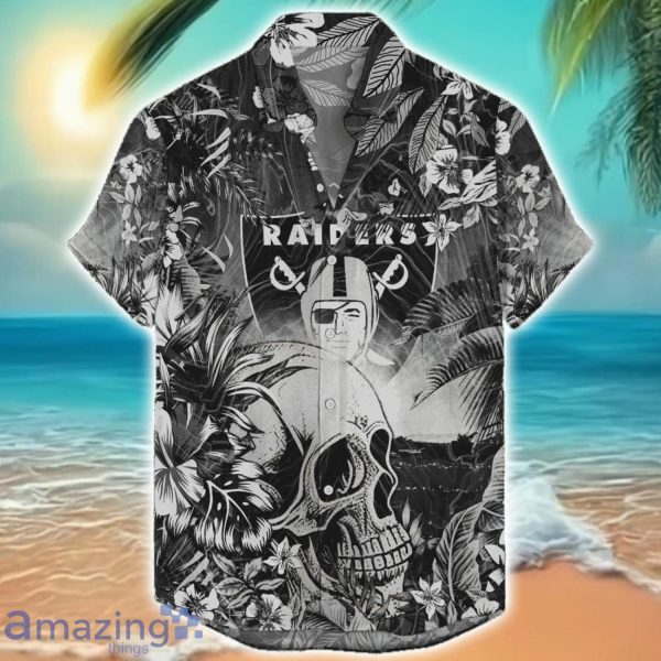 Las Vegas Raiders Tropical Skull Halloween 3D Hawaiian Shirt For Men Women NFL Fans Product Photo 1