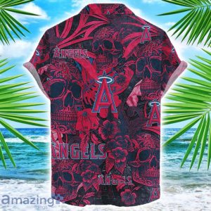 Los Angeles Angels Flower and Skull Hawaiian Shirt MLB Team Halloween Shirt Product Photo 2
