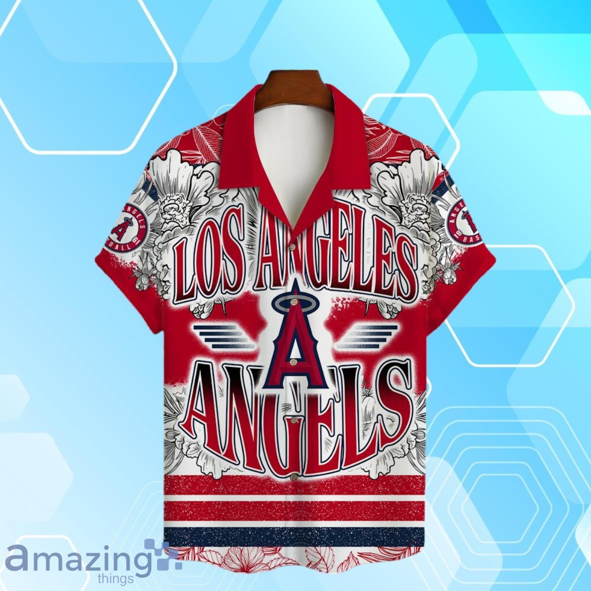 Los Angeles Angels Team Logo Colorful Pattern Hawaiian Shirt And Short image Los Angeles Angels Team Logo Colorful Pattern Hawaiian Shirt And Short Product Photo 2