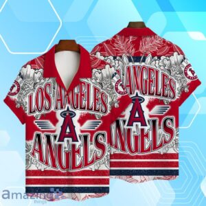Los Angeles Angels Team Logo Colorful Pattern Hawaiian Shirt And Short Product Photo 1