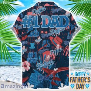 Los Angeles Dodgers Coffee Hat and Logo Pattern Hawaiian Shirt Father’s Day Gift MLB Team Product Photo 2