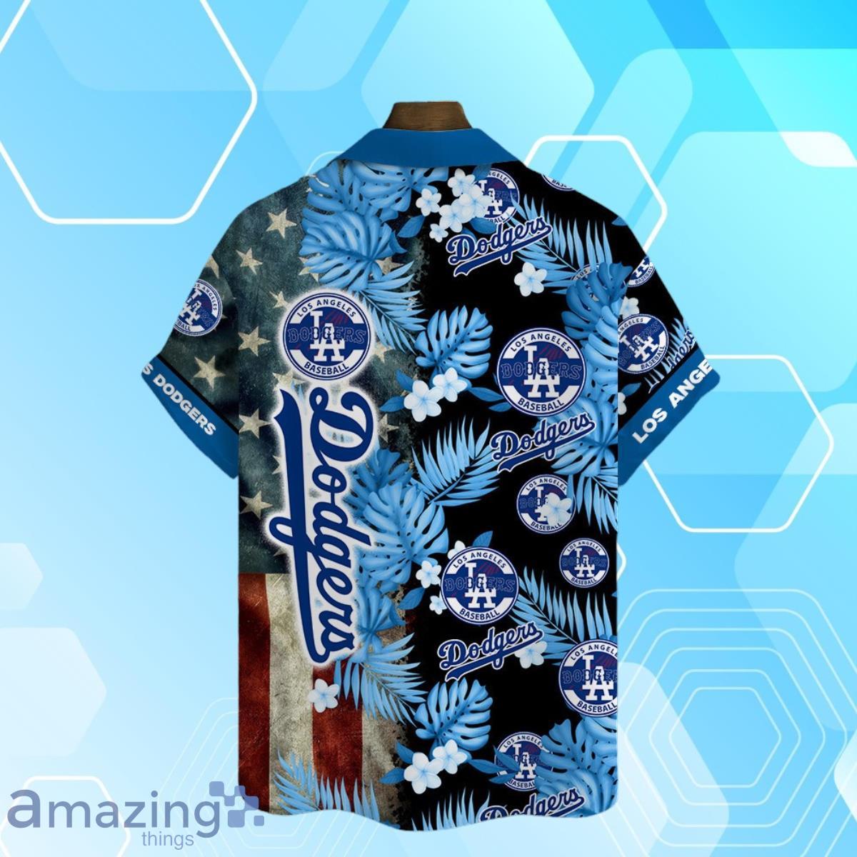 Los Angeles Dodgers MLB US Flag Summer Tropical Hawaiian Shirt And Short image Los Angeles Dodgers MLB US Flag Summer Tropical Hawaiian Shirt And Short Product Photo 3