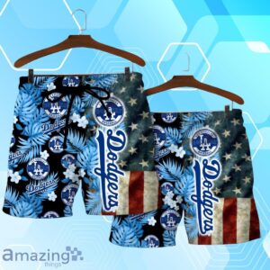 Los Angeles Dodgers MLB US Flag Summer Tropical Hawaiian Shirt And Short image Los Angeles Dodgers MLB US Flag Summer Tropical Hawaiian Shirt And Short Product Photo 4