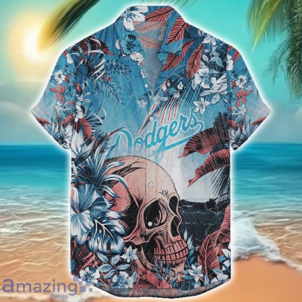 Los Angeles Dodgers Tropical Skull Halloween 3D Hawaiian Shirt For Men Women MLB Fans Product Photo 1