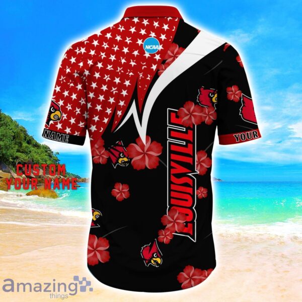 Louisville Cardinals Star Tropical Flower 3D Printed Hawaiian Shirt Personalized Name Product Photo 3