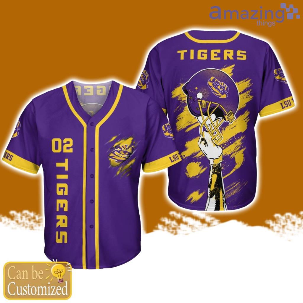 LSU Tigers Personalized Button Baseball Jersey Shirt Unisex Brush Pattern image LSU Tigers Personalized Button Baseball Jersey Shirt Unisex Brush Pattern Product Photo 1