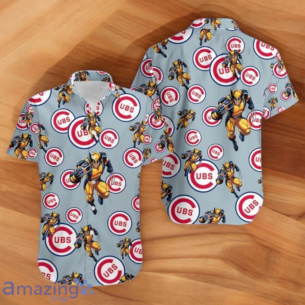 Marvel Wolverine Mens Hawaiian Golf Shirts Chicago Cubs image Marvel Wolverine Mens Hawaiian Golf Shirts Chicago Cubs- Product Photo 1