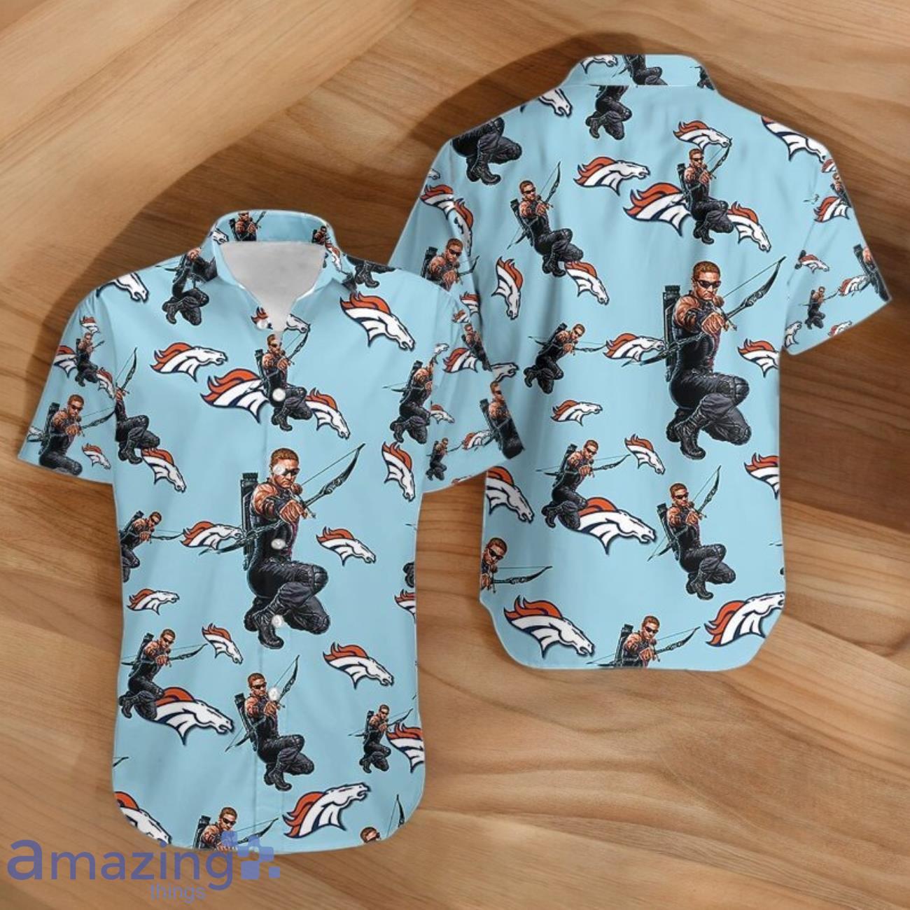 Marvels Hawkeye Luxury Hawaiian Shirts Denver Broncos image Marvels Hawkeye Luxury Hawaiian Shirts Denver Broncos- Product Photo 1