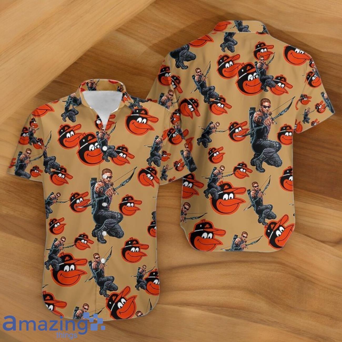 Marvels Hawkeye Spooky Hawaiian Shirt Baltimore Orioles image Marvels Hawkeye Spooky Hawaiian Shirt Baltimore Orioles- Product Photo 1